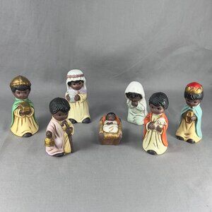 Ceramic Child Kids Figurine Nativity Scene Set Christmas Home Holiday Decor